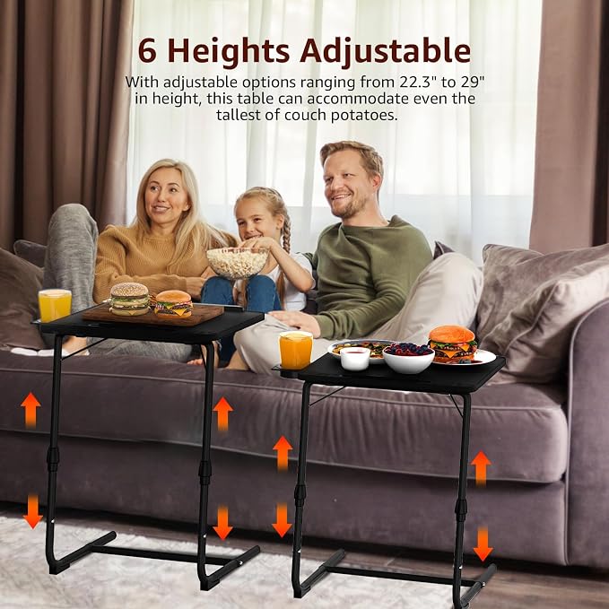Adjustable TV Tray Black Dinner - Image 4