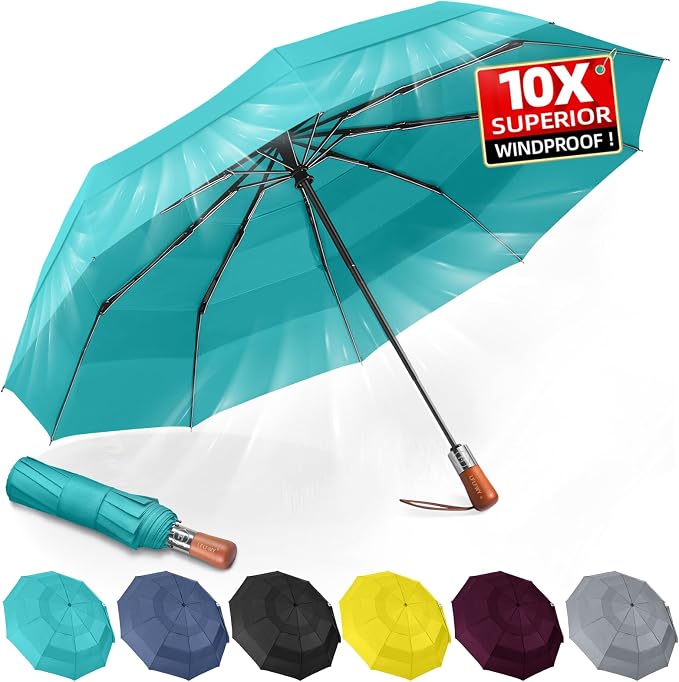3T Wind Armor Travel Umbrella Compact Easy Auto Open Close Folding Umbrellas - Image 9
