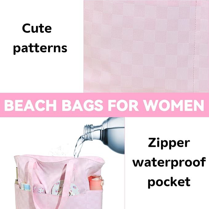 LEDAOU Beach Bag Waterproof Sandproof Women Tote Bag Pool Bag - Image 3