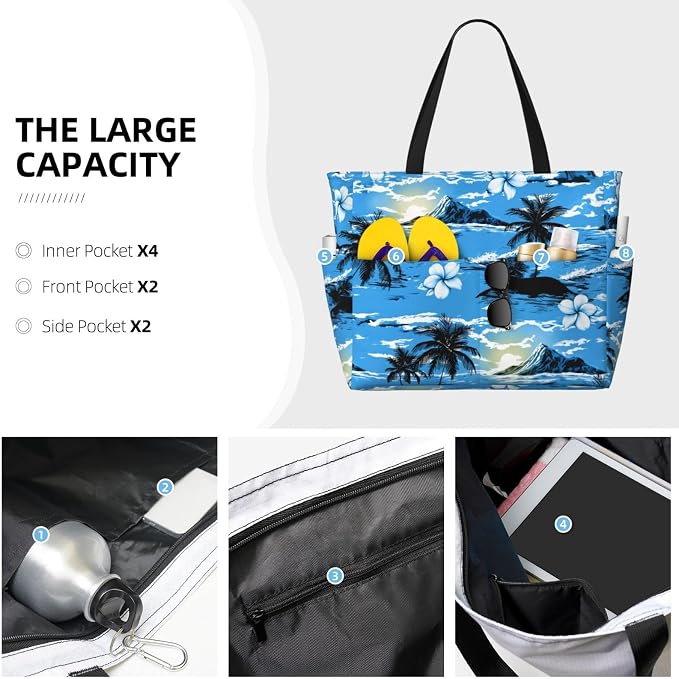 Beach Bag for Women Beach Tote Bag Waterproof Sandproof Large Bags - Image 3