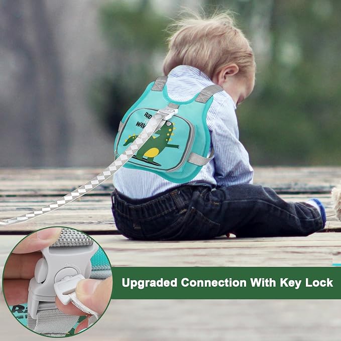 Accmor Toddler Harness Leash+ Anti Lost Wrist Link, Cute Dinosaur Kids Harness - Image 4