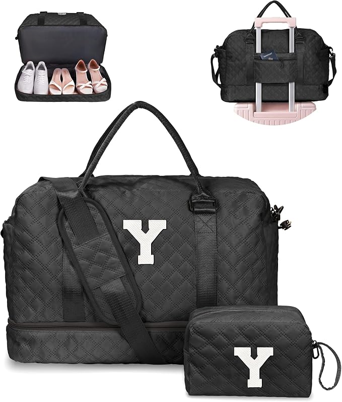 Initial Duffle - Personalized Monogram Travel Bag - Women Overnight Bag with by Vogewood