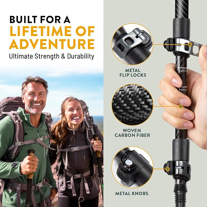 100% Carbon Fiber Trekking Poles by USA Brand - Image 3