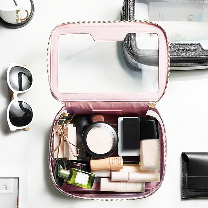 ROWNYEON Clear Makeup Case Toiletry Bag Multipurpose Travel Makeup Train Case - Image 2