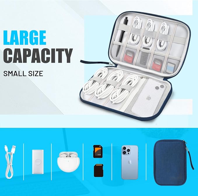 Travel Cable Organizer Bag, Electronics Organizer Tech Pouch - Image 6
