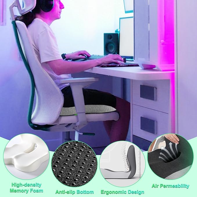 Buttocks Cushion for Office Chair Memory Foam Seat Pad for Butt Support - Image 5