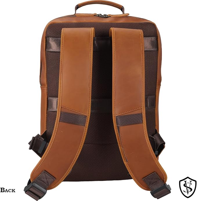 STAR VISTA Angelo 17.3" Vintage Full Grain Leather Laptop Backpack - Image 4