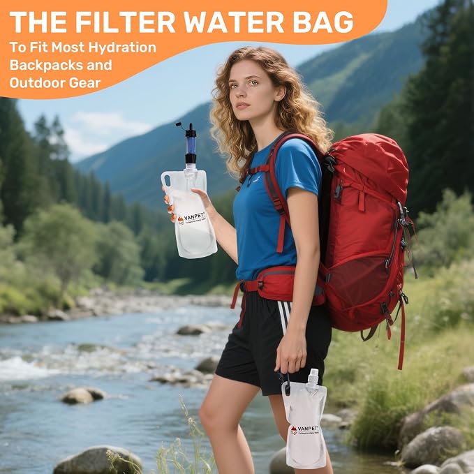 1L Hiking Collapsible Water Bottles, 33OZ BPA-Free Plastic Flasks, Reusable - Image 4