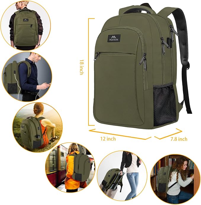 MATEIN 15.6 Inch Travel Laptop Backpack, Sturdy Computer Backpack - Image 7