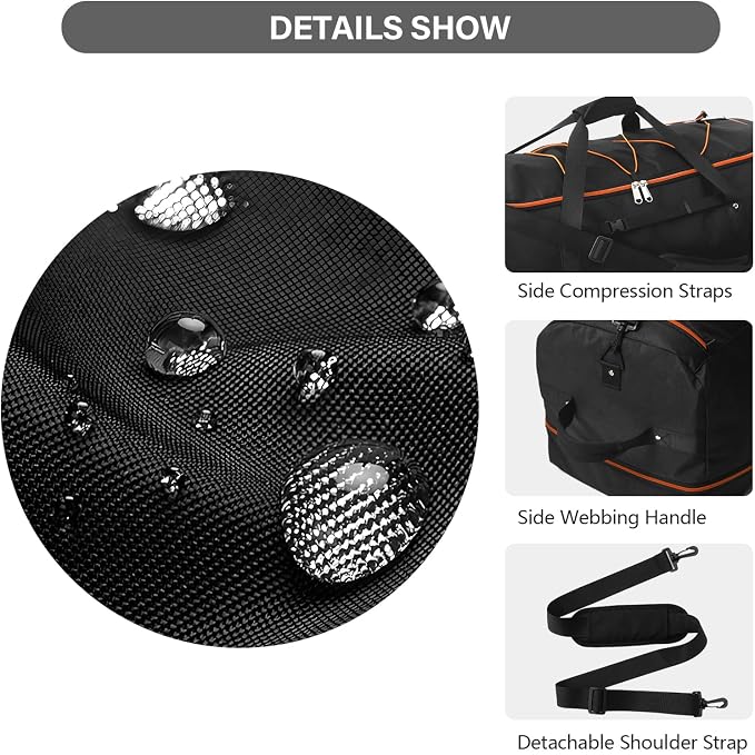 Vomgomfom 32" Soft-Sided Foldable Wheeled Travel Duffel Bag, Expandable 110L to - Image 5