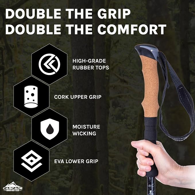 Cascade Mountain Tech Lightweight Aircraft-Grade Aluminum Trekking Poles - Image 3