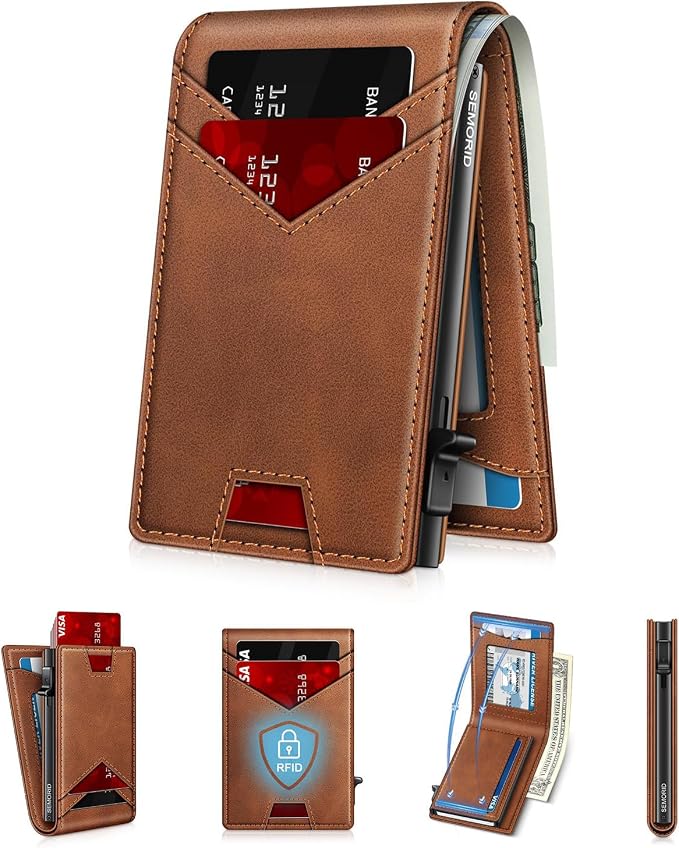 Wallet for Men Wallet with Slim Pop Up Card Holder for 12-14 Cards, RFID by SEMORID