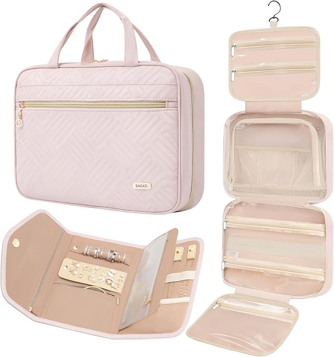 BAGAIL Hanging Toiletry Bag for Women Water-resistant Cosmetic Bag Large by BAGAIL