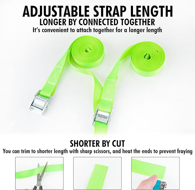 Cartman 1" x 12'Lashing Straps Cargo Tie-Down Strap Up to 600lbs, 6pk in Carry - Image 5