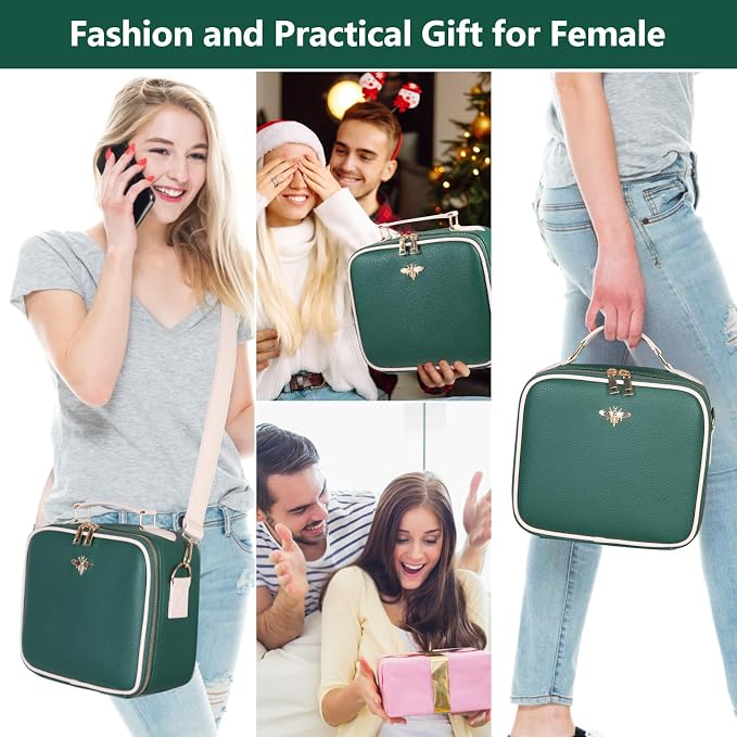 Travel Makeup Bag with Mirror of LED Lighted, Rechargeable Cosmetic Train Case - Image 6