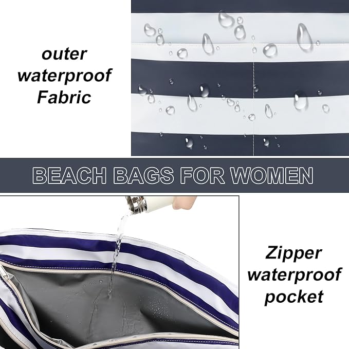 LEDAOU Beach Bag Waterproof Sandproof Women Tote Bag Pool Bag - Image 6