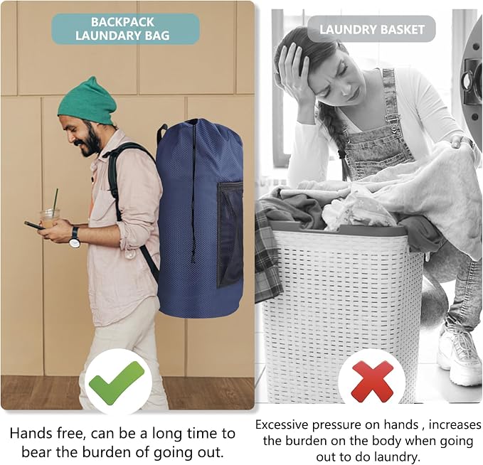 Portable with Adjustable Shoulder Straps Travel Dirty Laundry Bag, with - Image 5