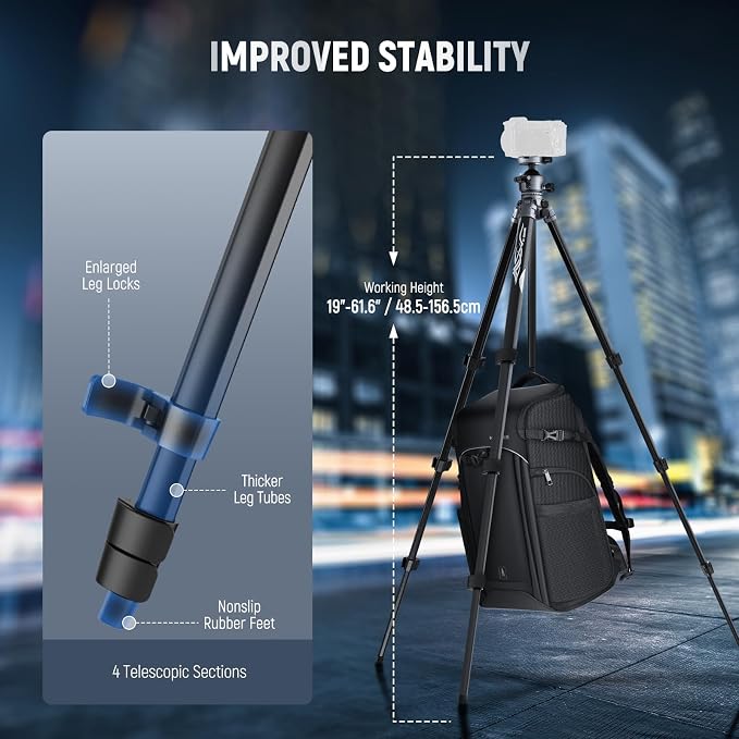NEEWER LITETRIP LT07 61" Aluminum Travel Tripod Stand - Image 3