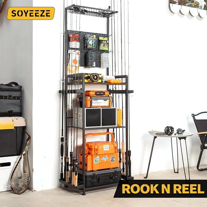 SOYEEZE Fishing Rod Holders for Garage, Fishing Gear Holder for Fishing Rod - Image 6