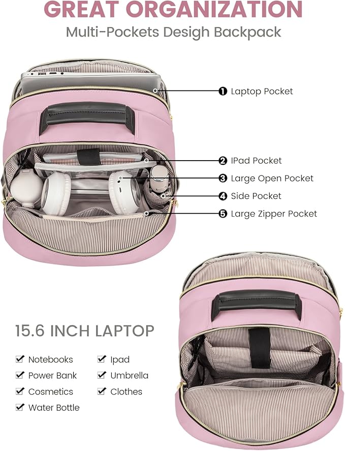 LOVEVOOK Laptop Backpack Purse for Women, Work Travel Computer Bags, College - Image 3