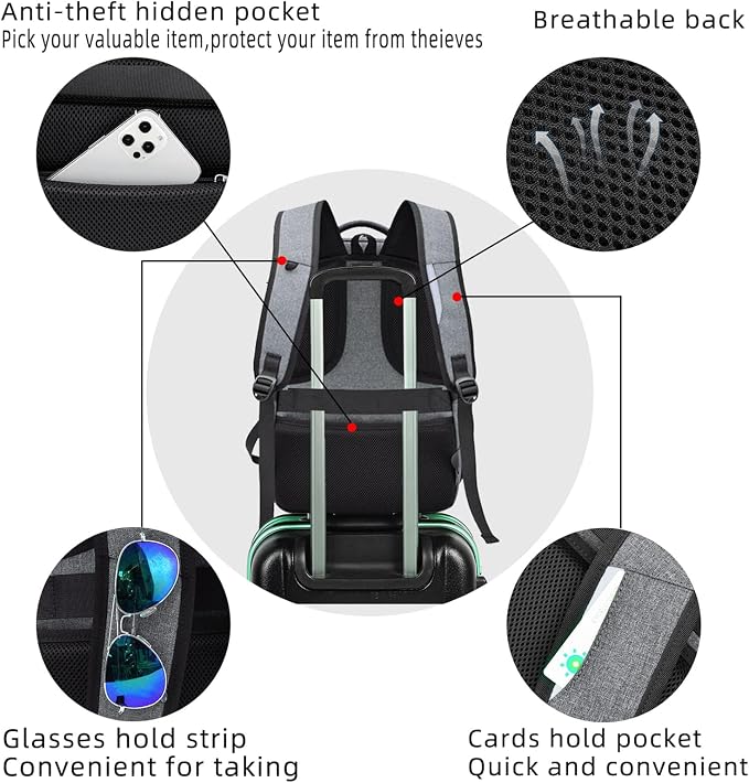 DUSLANG 17 Inch Travel Laptop Backpack Water Resistant College Backpack - Image 6