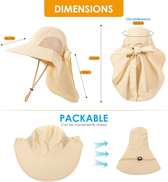 Womens Sun Hat UV Protection, Foldable Waterproof Wide Brim Bucket Hats - Image 7