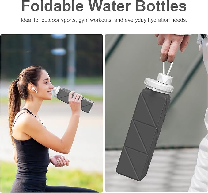 3 pack Collapsible Water Bottles, Silicone Foldable Portable Water Bottle 20.6oz - Image 8