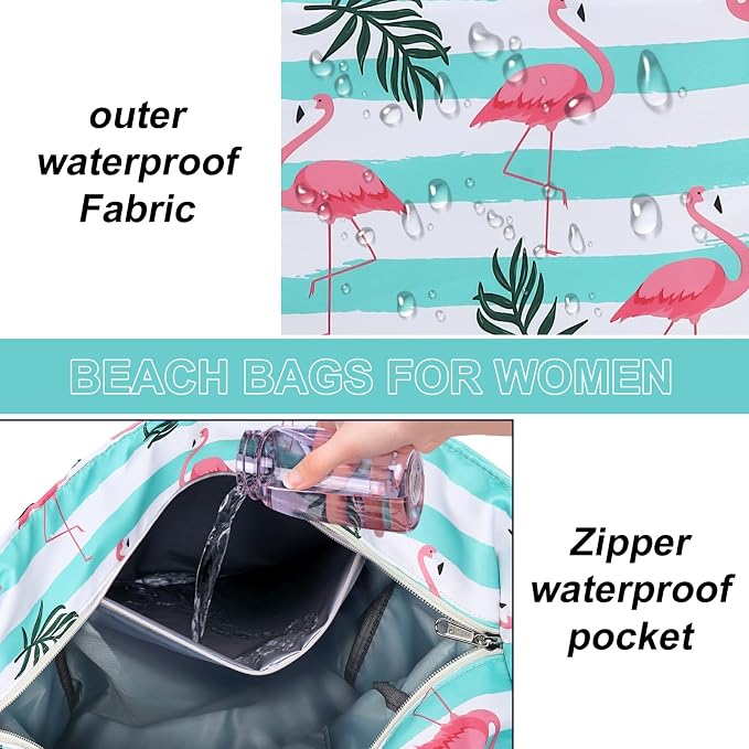 LEDAOU Beach Bag Waterproof Sandproof Women Tote Bag Pool Bag - Image 8