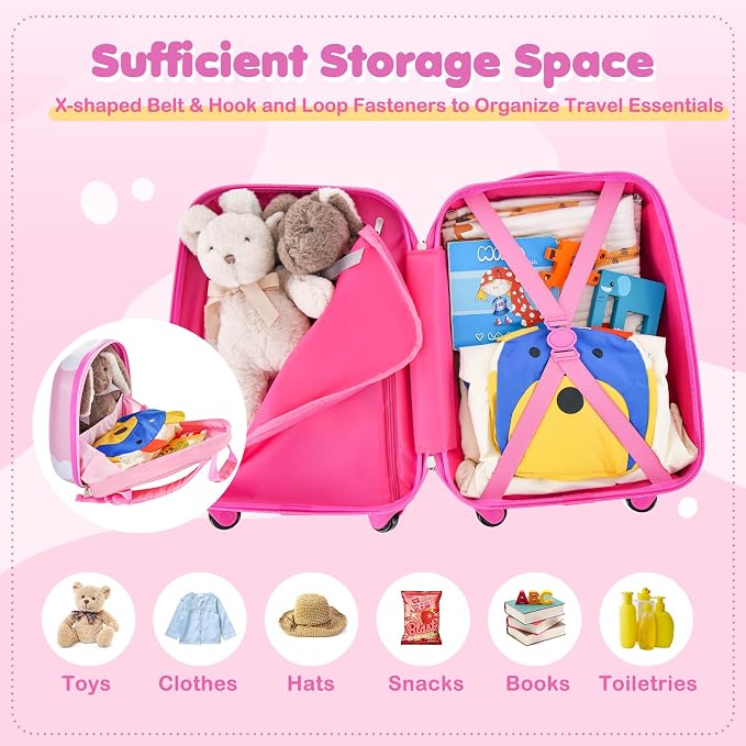 HONEY JOY Kids Luggage, Lightweight Toddler Girls Suitcase, Durable ABS - Image 6