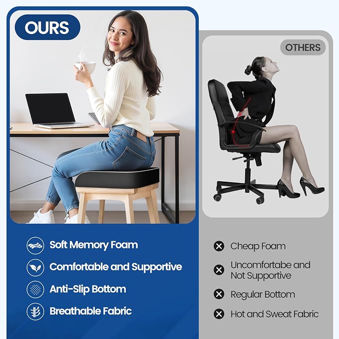 Seat Cushion for Tailbone Pain Relief, Office Chair Cushion, Memory Foam Large - Image 5
