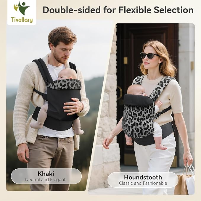 Reversible Baby Carrier – Black Solid & Leopard Print; Lightweight & Breathable - Image 2