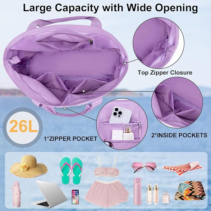 LEDAOU Beach Bags for Women, Beach Bags Waterproof Sandproof, Packable Beach - Image 6