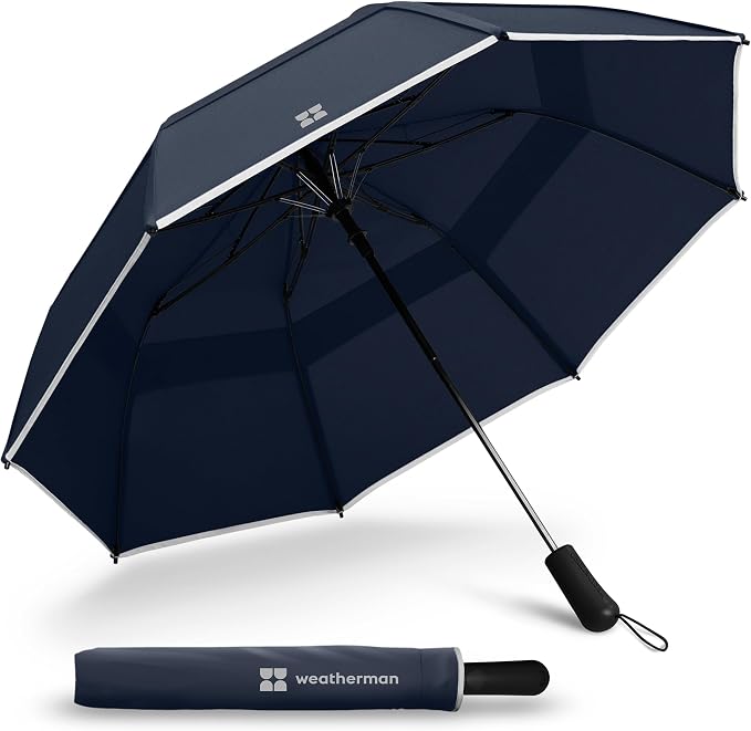 Weatherman - Premium Collapsible Small Travel Umbrella - Windproof, Resists Up by Weatherman