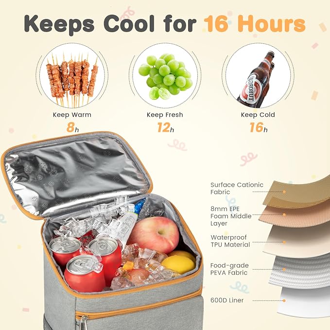 Cooler Backpack Soft Insulated Leak Proof 30 Cans Insulated Backpack Cooler - Image 3