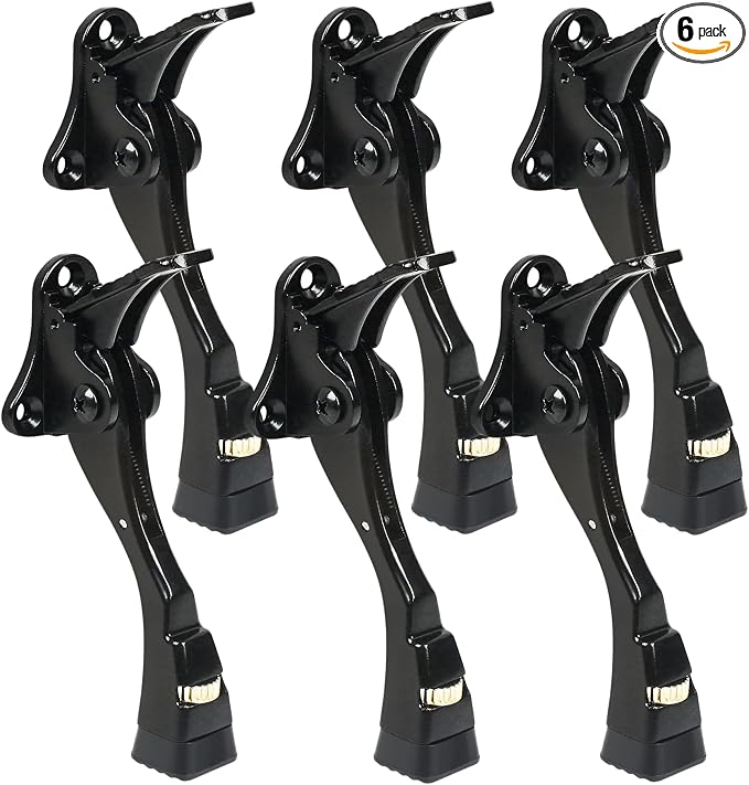6 Packs Black Door Stops, Heavy Duty Kickdown Door Stopper, One Touch by ENYZTBI