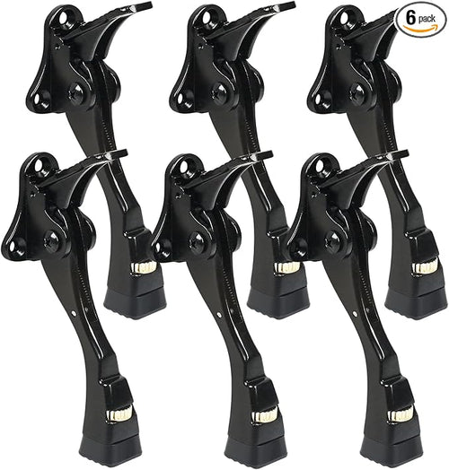 6 Packs Black Door Stops, Heavy Duty Kickdown Door Stopper, One Touch by ENYZTBI
