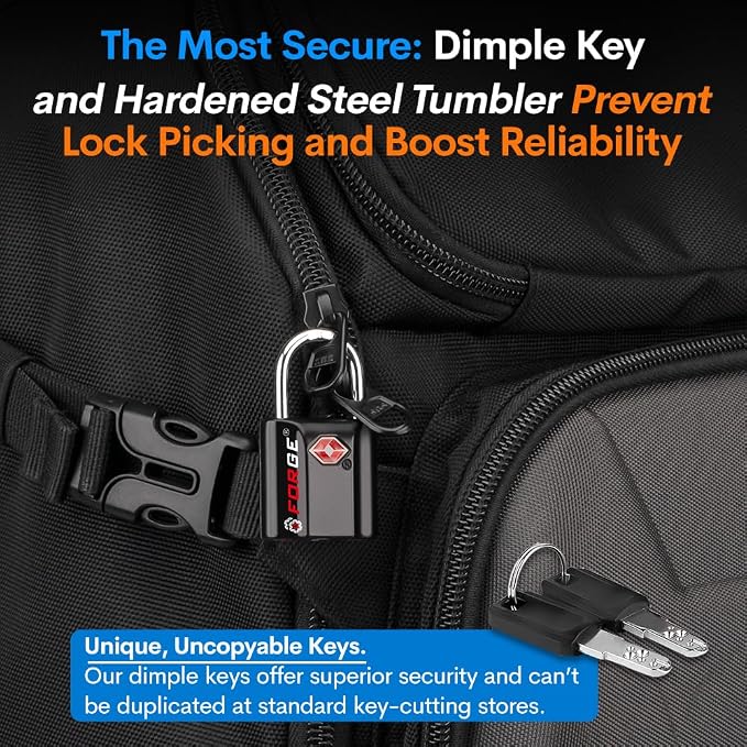 TSA Approved Luggage Locks, Ultra-Secure Dimple Key Travel Locks - Image 4