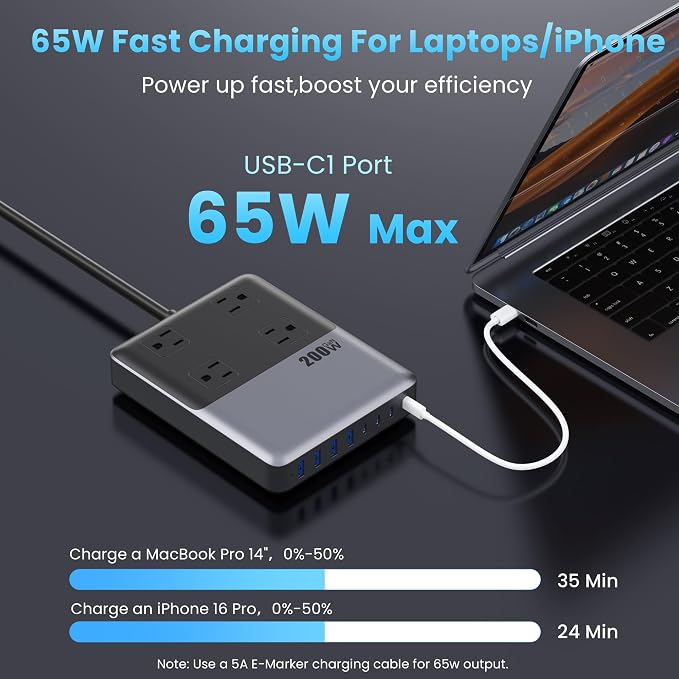 12-in-1 Charging Station USB-C Power Strip - Image 5