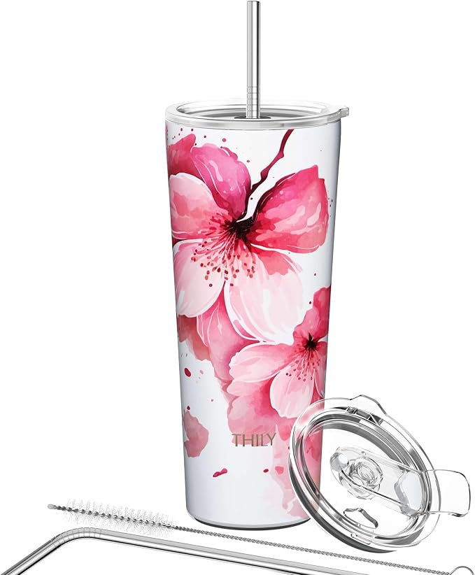 THILY Stainless Steel Vacuum Insulated Tumbler Travel Mug 26 oz Coffee Cup by THILY