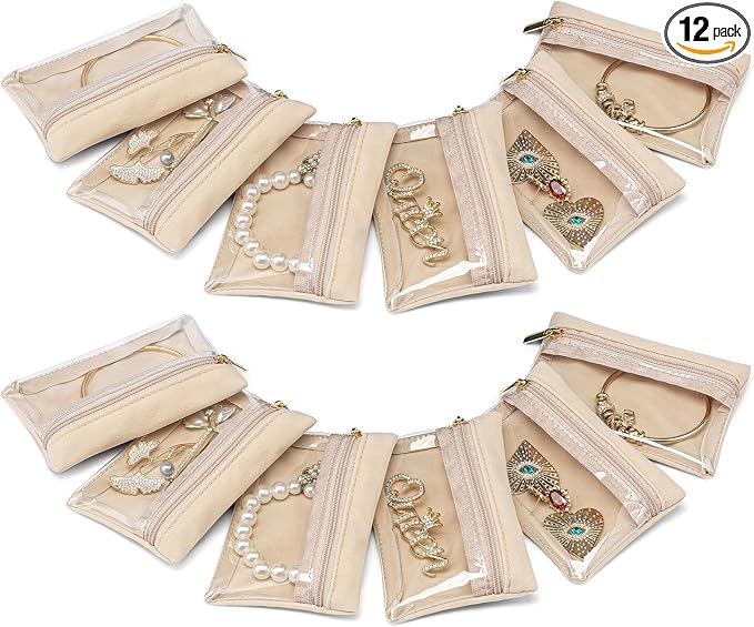 Vlando 12 Pcs Travel Jewelry Organizer Velvet Jewelry Pouch by VLANDO