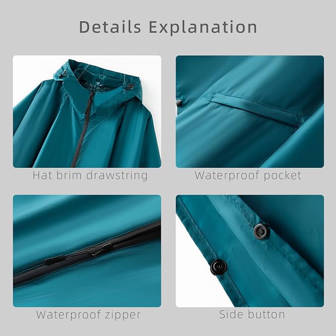 Cloak raincoat Unisex poncho Adult hooded men and women - Image 4