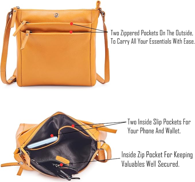 Small Soft Genuine Leather Crossbody Purse Women’s Sling Crossover Shoulder - Image 3