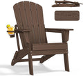 Folding Adirondack Chair with Cup Holder, HDPE Patio Chairs, All-Weather by nevilywood