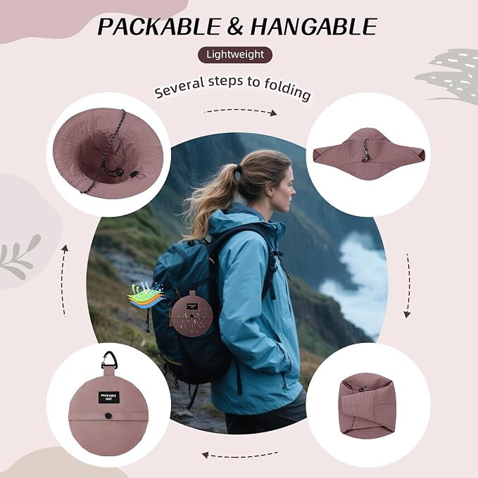 Durio Waterproof Bucket Hats for Woman UPF 50+ Sun Hat UV Protection Packable - Image 4