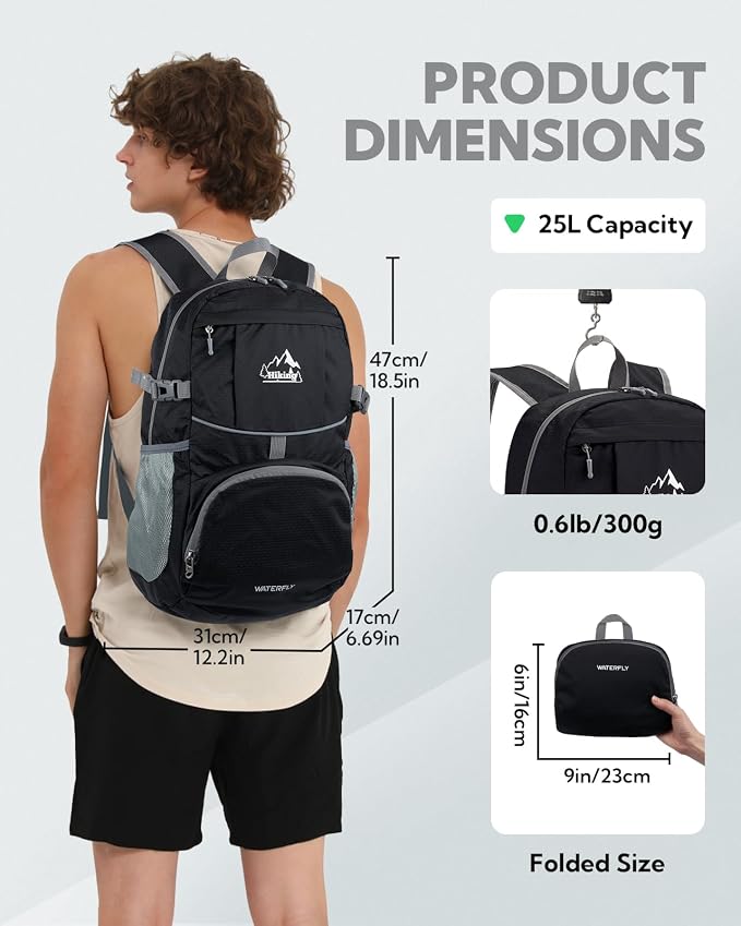 WATERFLY Hiking Foldable Daypack Backpack: 25L Ultra Lightweight Packable - Image 2