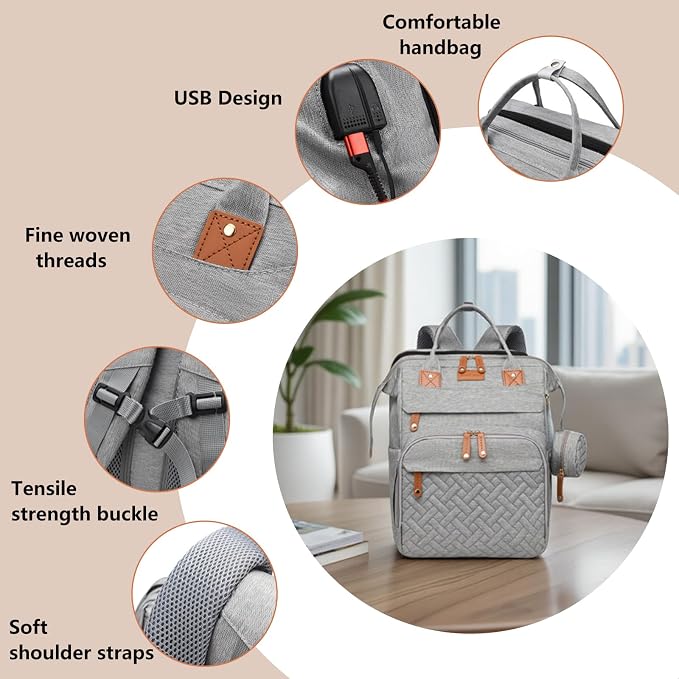 Baby Diaper Bag Backpack with Changing Station, Waterproof Large Capacity Baby - Image 4