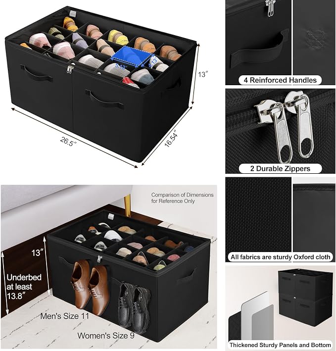Shoe Organizer for Closet 2 Pack, Foldable Shoe Box - Image 2