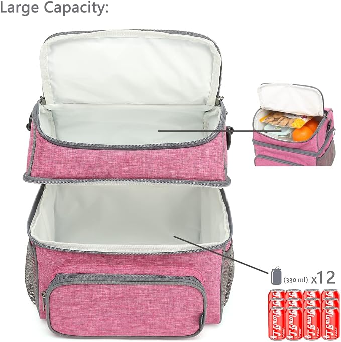 FlowFly Double Layer Cooler Insulated Lunch Bag Adult Lunch Box Large Tote Bag - Image 5