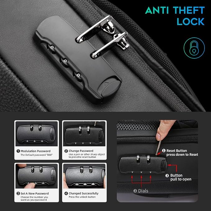 BANGE Black Genuine Leather Laptop Backpack - Image 3