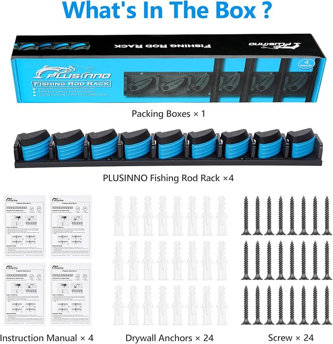 PLUSINNO 4 Pack Vertical Fishing Rod Rack, Wall Mounted Fishing Rod holder - Image 7